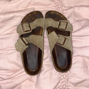 Army green Birkenstock sandals